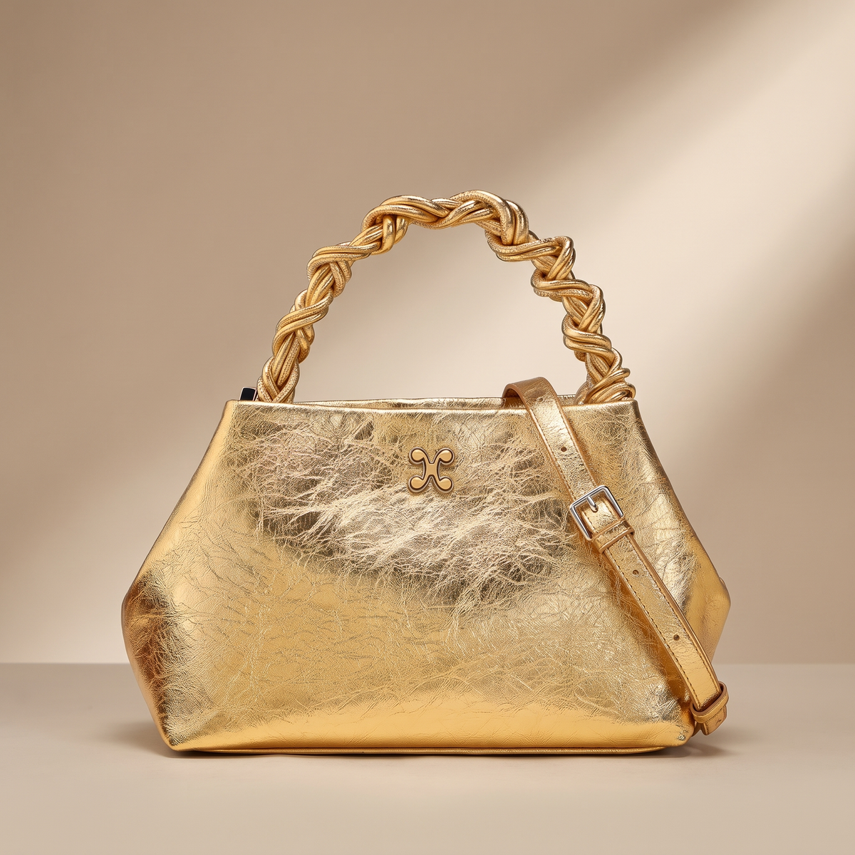 Mora Metallic Glossy Leather Designer Shoulder Bag