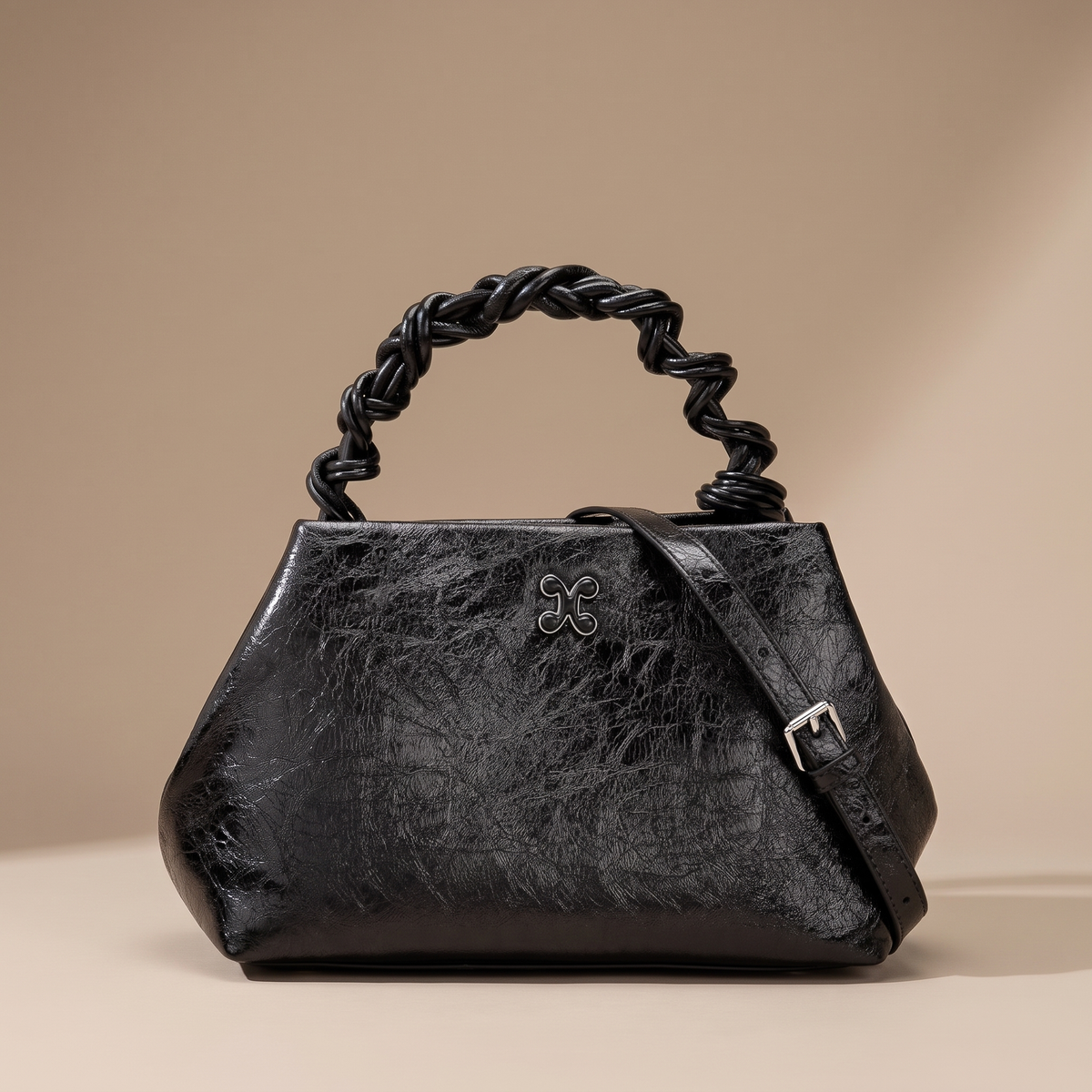 Mora Metallic Glossy Leather Designer Shoulder Bag