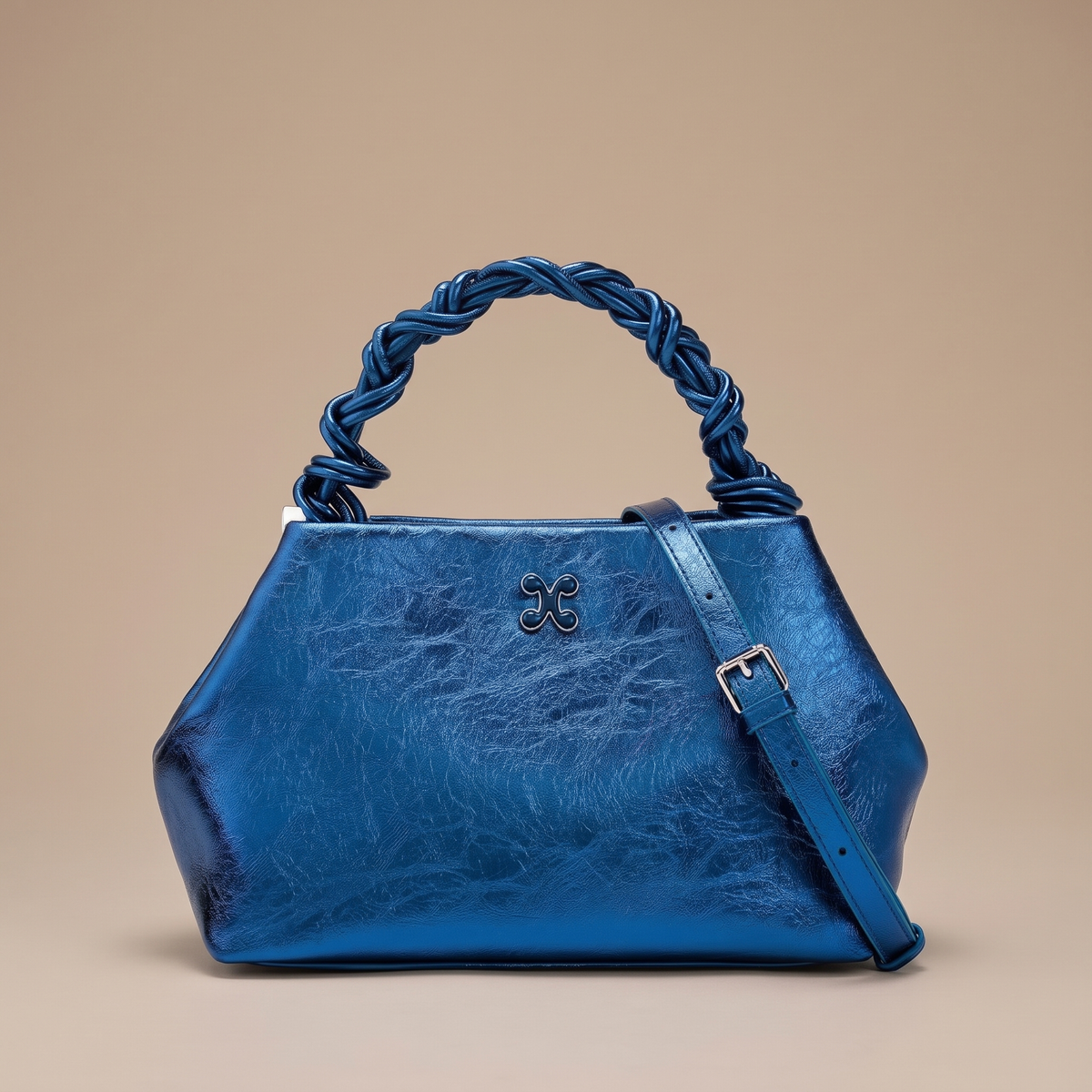 Mora Metallic Glossy Leather Designer Shoulder Bag