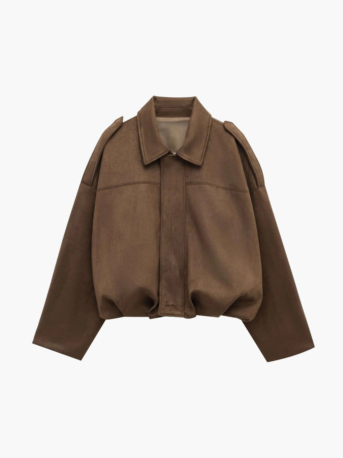 Elsa Faux-Suede Collared Bomber Jacket for Fall