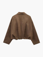 Elsa Faux-Suede Collared Bomber Jacket for Fall