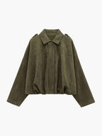 Elsa Faux-Suede Collared Bomber Jacket for Fall