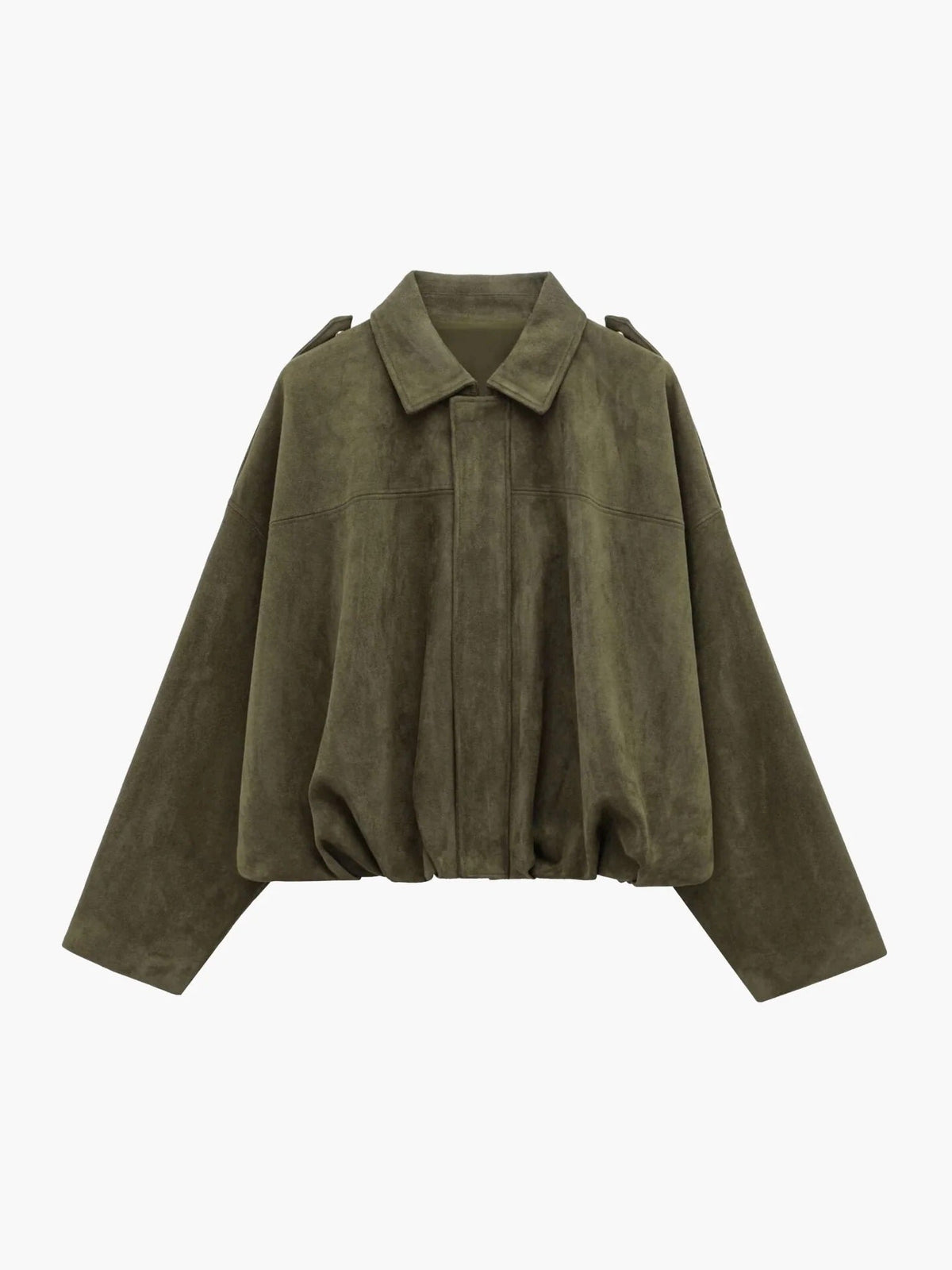 Elsa Faux-Suede Collared Bomber Jacket for Fall