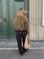Elsa Faux-Suede Collared Bomber Jacket for Fall