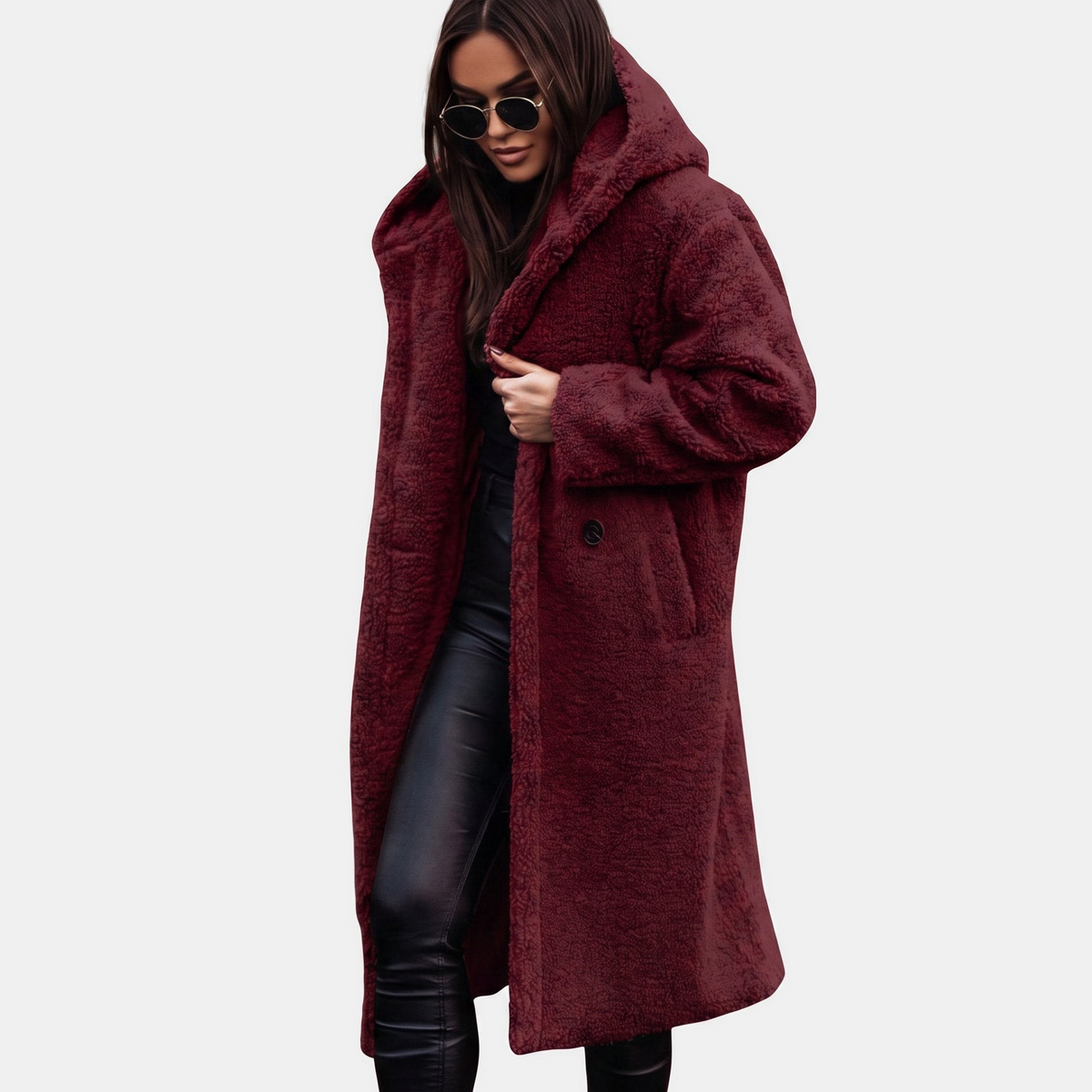 Rosa Stylish Long Teddy Hooded Winter Coat