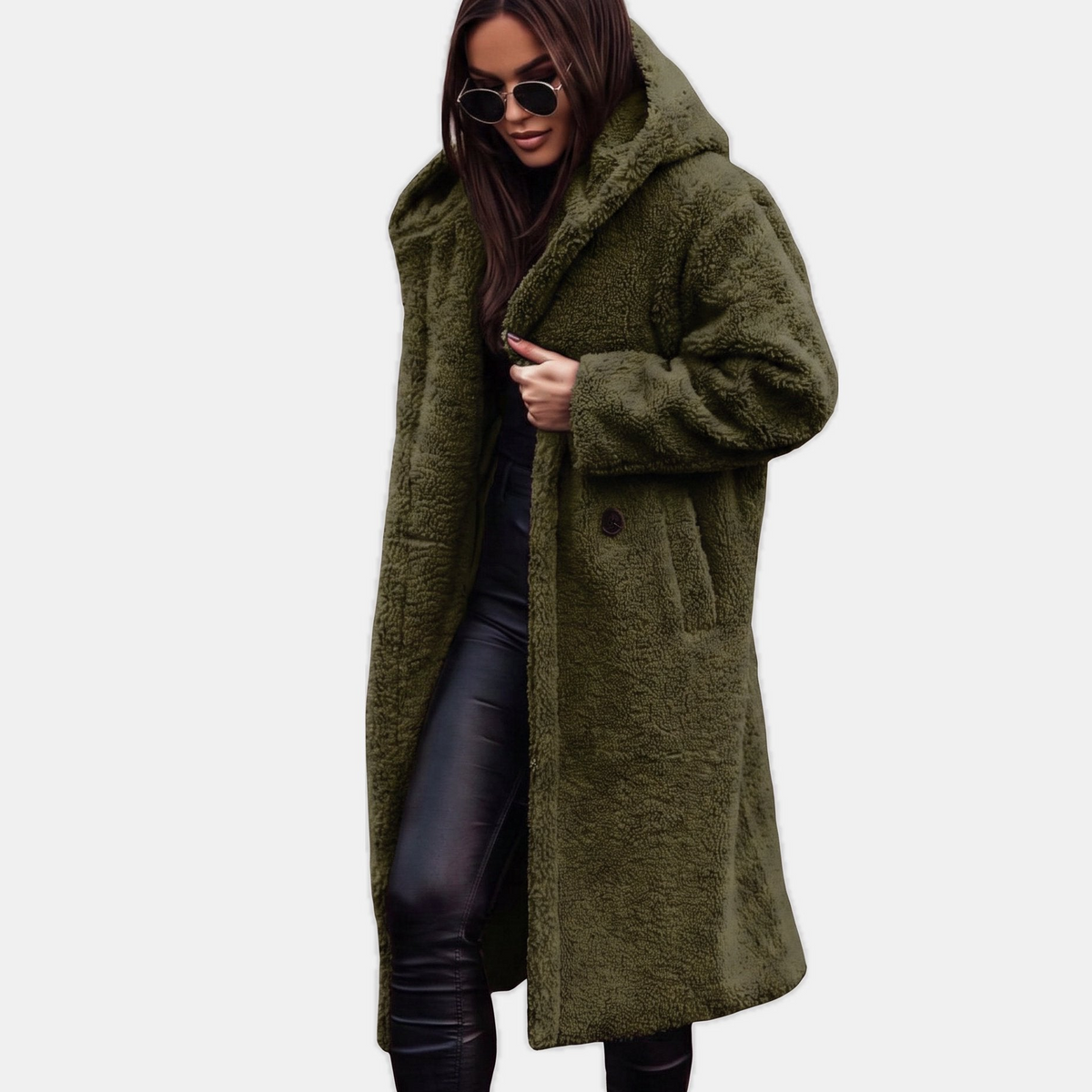 Rosa Stylish Long Teddy Hooded Winter Coat