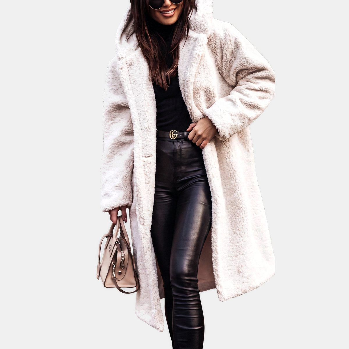 Rosa Stylish Long Teddy Hooded Winter Coat