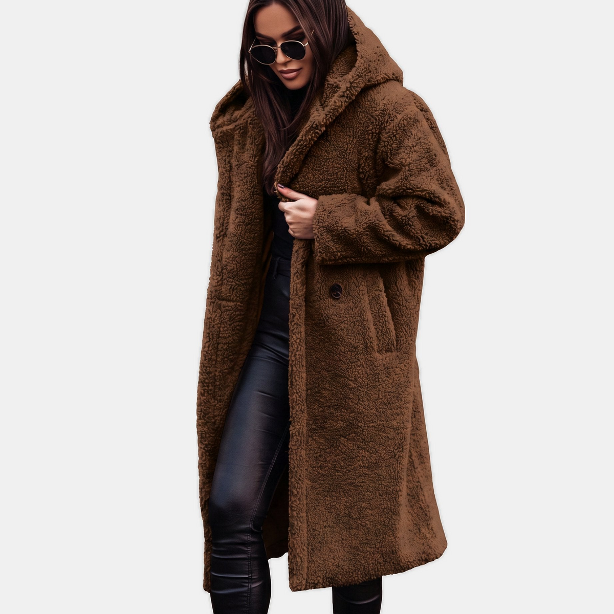 Rosa Stylish Long Teddy Hooded Winter Coat