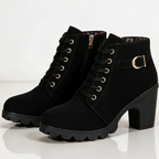 Lila Lug-Sole Lace-Up Block Heel Booties