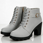 Lila Lug-Sole Lace-Up Block Heel Booties