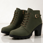 Lila Lug-Sole Lace-Up Block Heel Booties