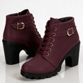 Lila Lug-Sole Lace-Up Block Heel Booties