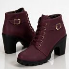 Lila Lug-Sole Lace-Up Block Heel Booties
