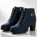 Lila Lug-Sole Lace-Up Block Heel Booties