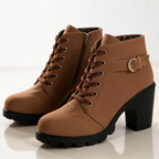 Lila Lug-Sole Lace-Up Block Heel Booties