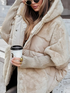 Nicole Sherpa Puffer Jacket with Knit Collar & Cuffs