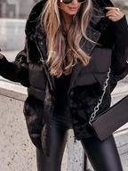 Nicole Sherpa Puffer Jacket with Knit Collar & Cuffs