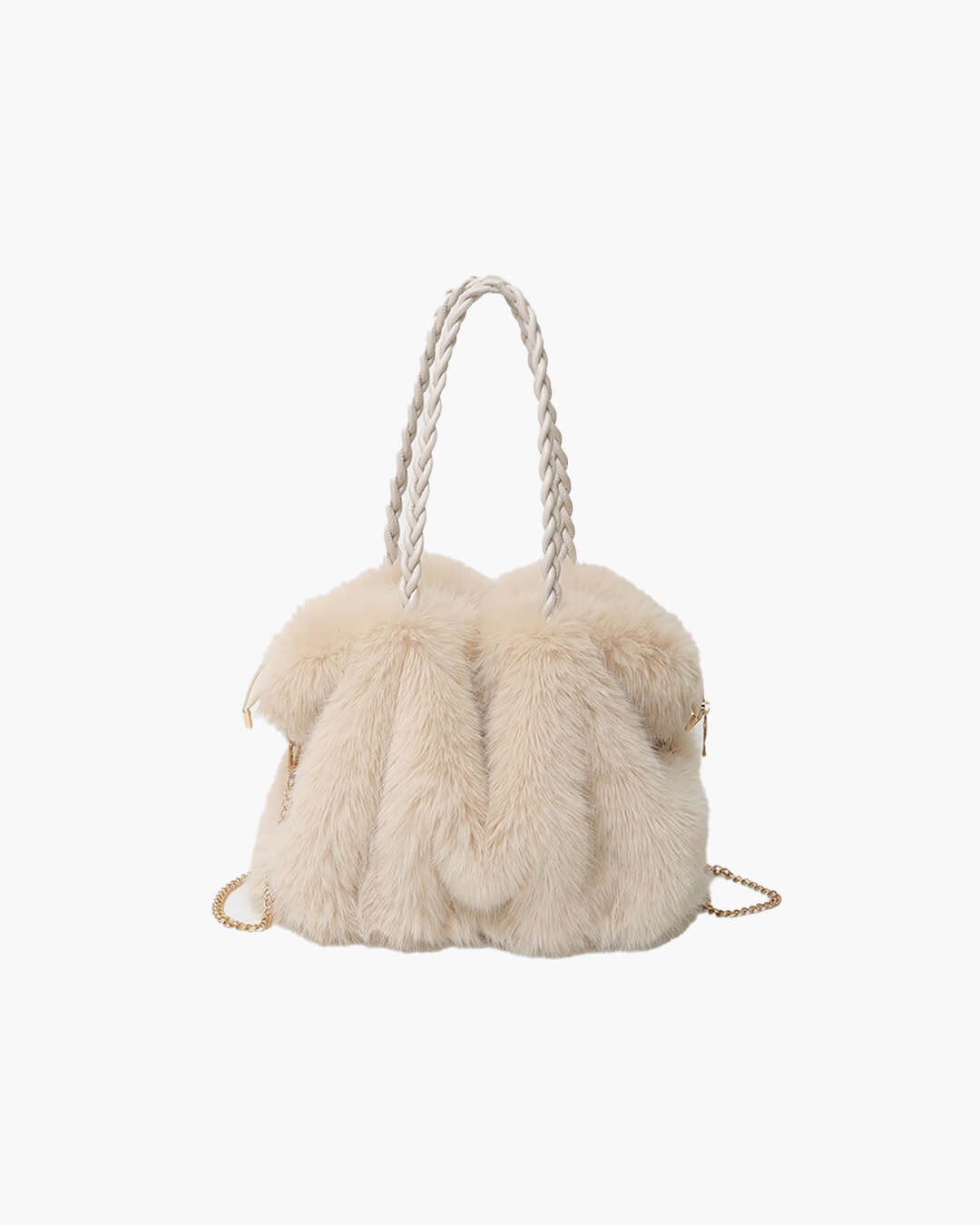 Lora Faux Fur Tote Bag with Braided Handles
