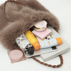 Lora Faux Fur Tote Bag with Braided Handles