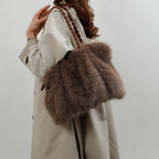 Lora Faux Fur Tote Bag with Braided Handles