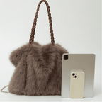Lora Faux Fur Tote Bag with Braided Handles