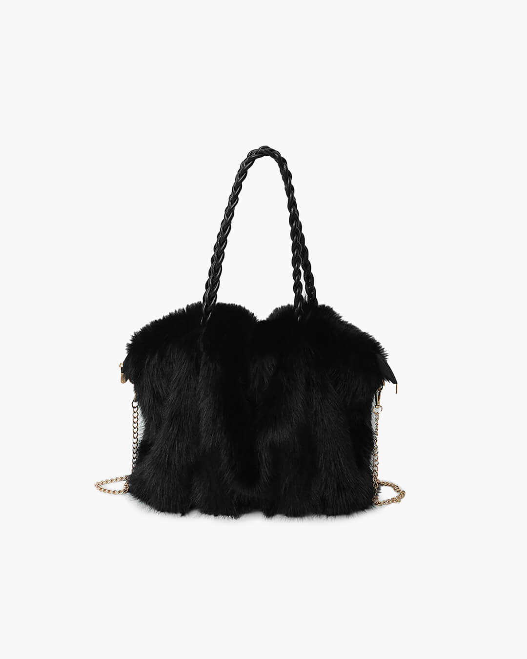 Lora Faux Fur Tote Bag with Braided Handles