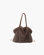 Lora Faux Fur Tote Bag with Braided Handles