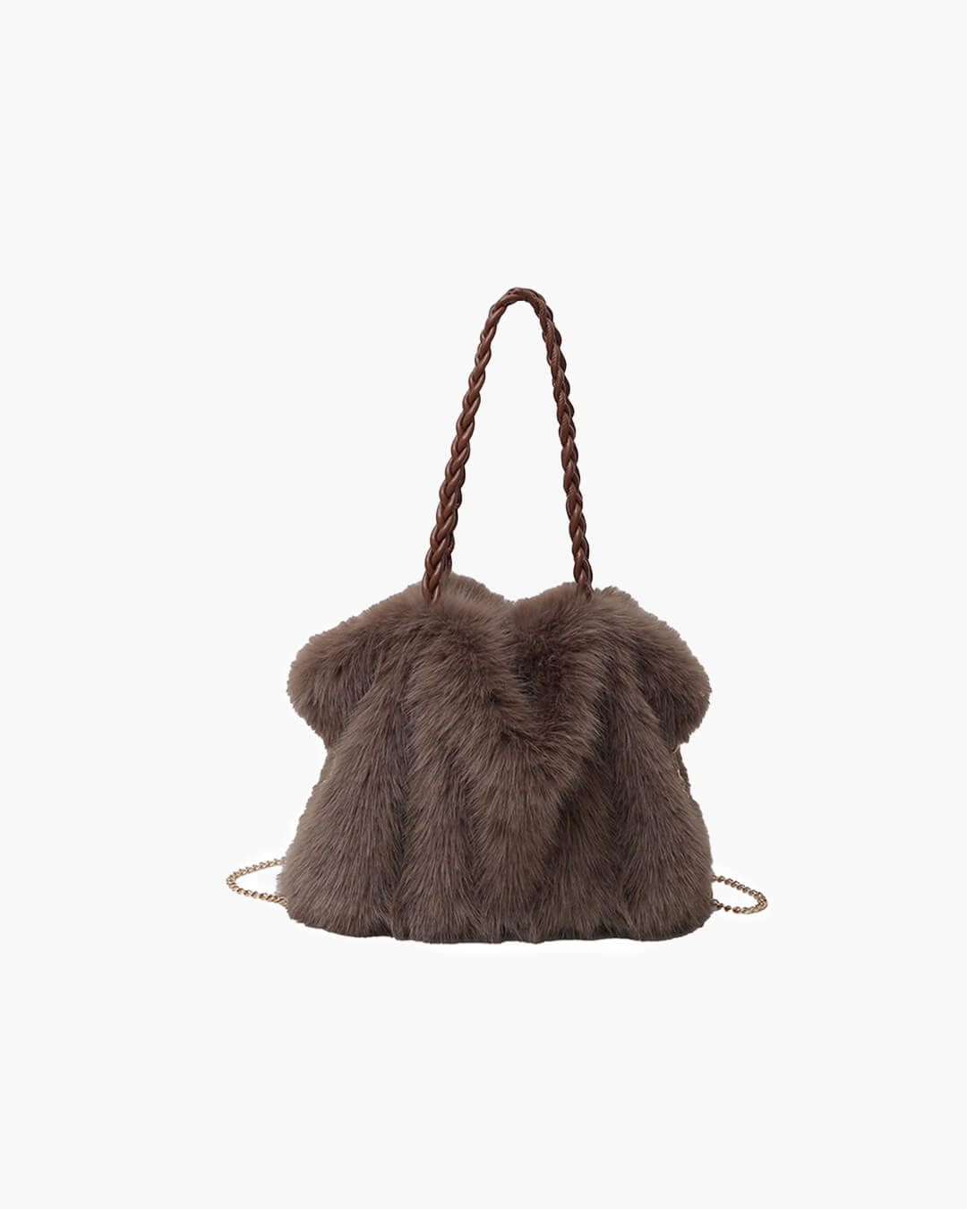 Lora Faux Fur Tote Bag with Braided Handles