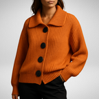 Nora Oversized Ribbed Knit Cardigan Sweater with Collar