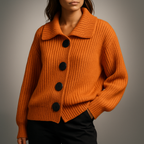 Nora Oversized Ribbed Knit Cardigan Sweater with Collar