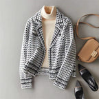 Ria Women's Stylish Houndstooth Cashmere Jacket