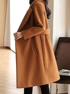 Ellie Belted Longline Notch-Lapel Winter Coat
