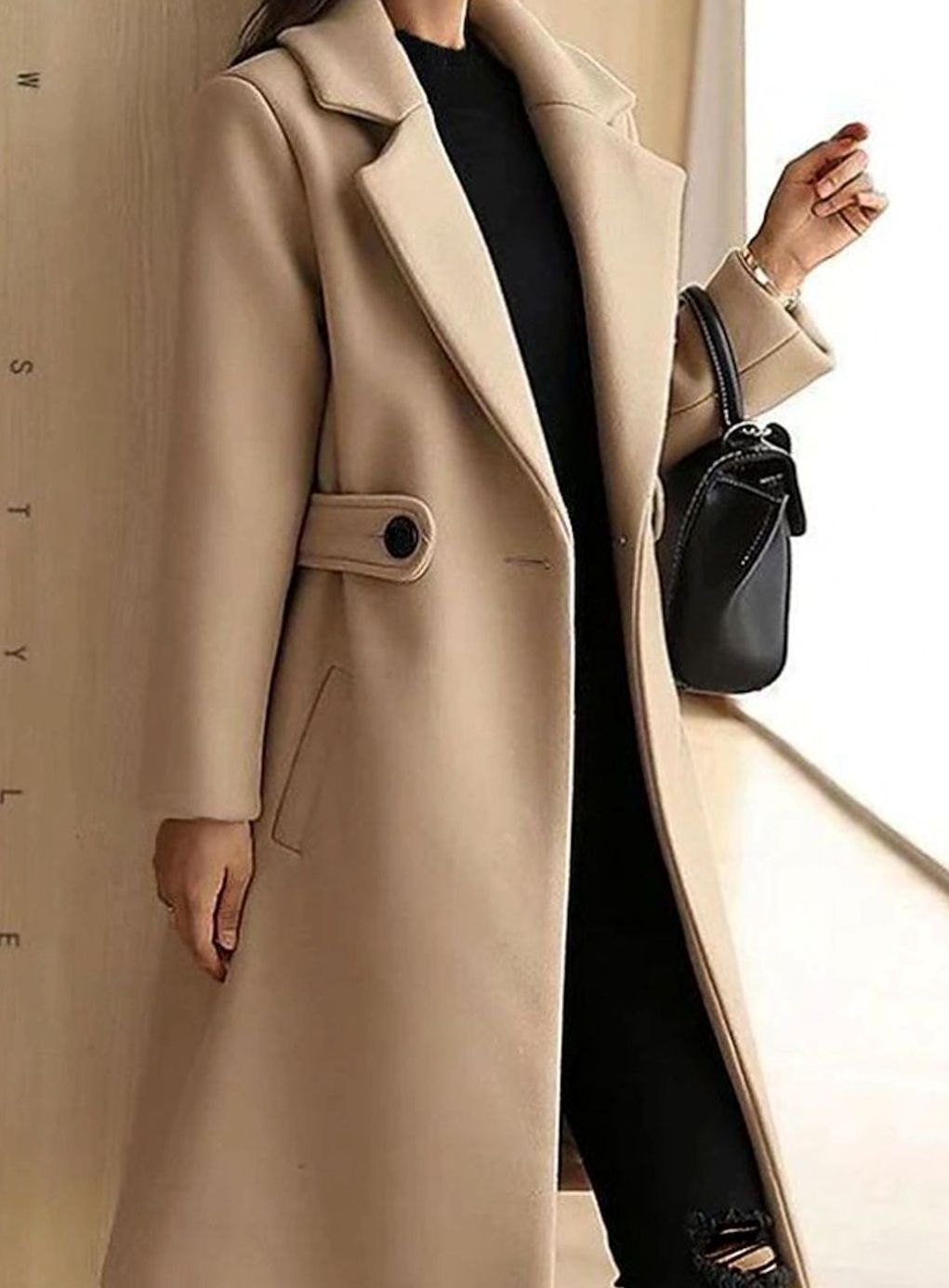 Ellie Belted Longline Notch-Lapel Winter Coat