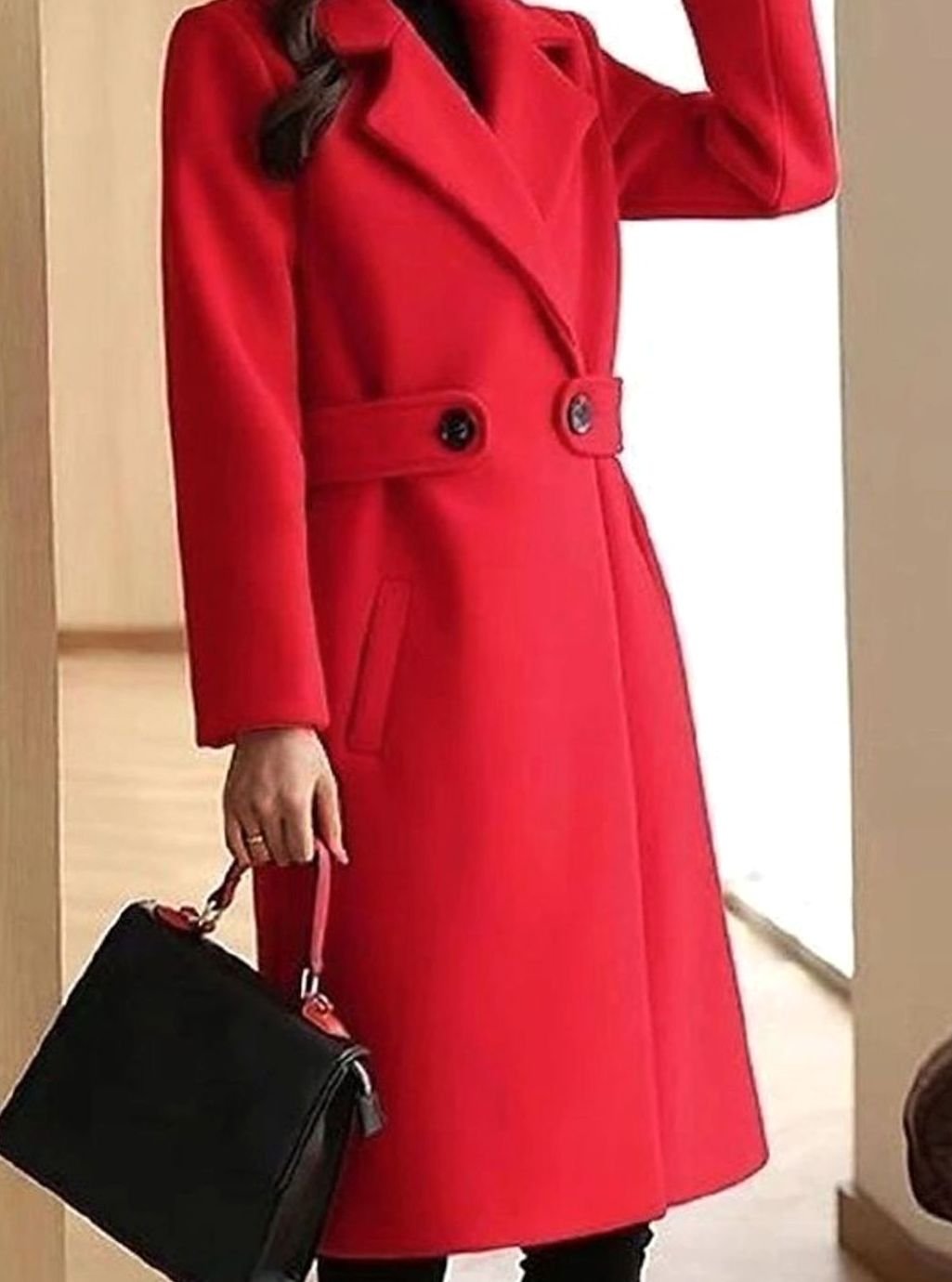 Ellie Belted Longline Notch-Lapel Winter Coat