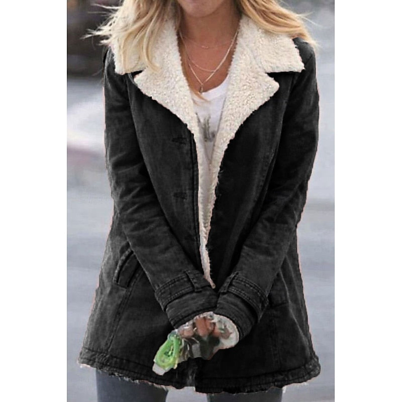 Ellie Warm Long Sherpa Lapel Winter Coat