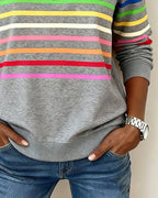 Zoey Colorful Striped Half-Zip Pullover Sweatshirt