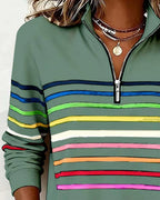 Zoey Colorful Striped Half-Zip Pullover Sweatshirt